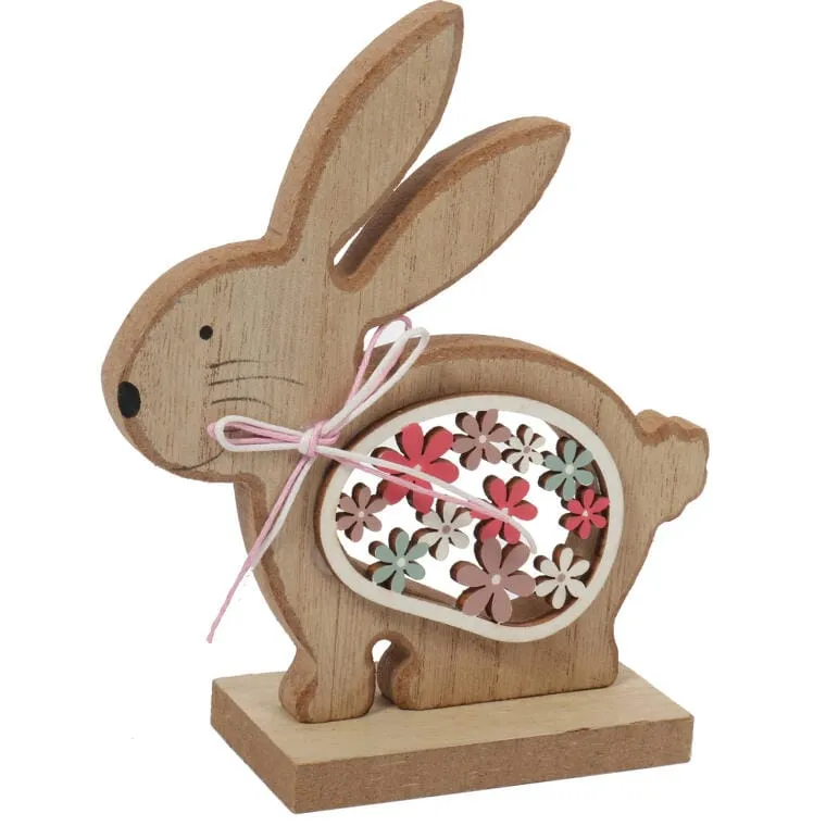 FIGURKA Dekoracyjna 13cm Ozdoba ZAJĄC Drewno