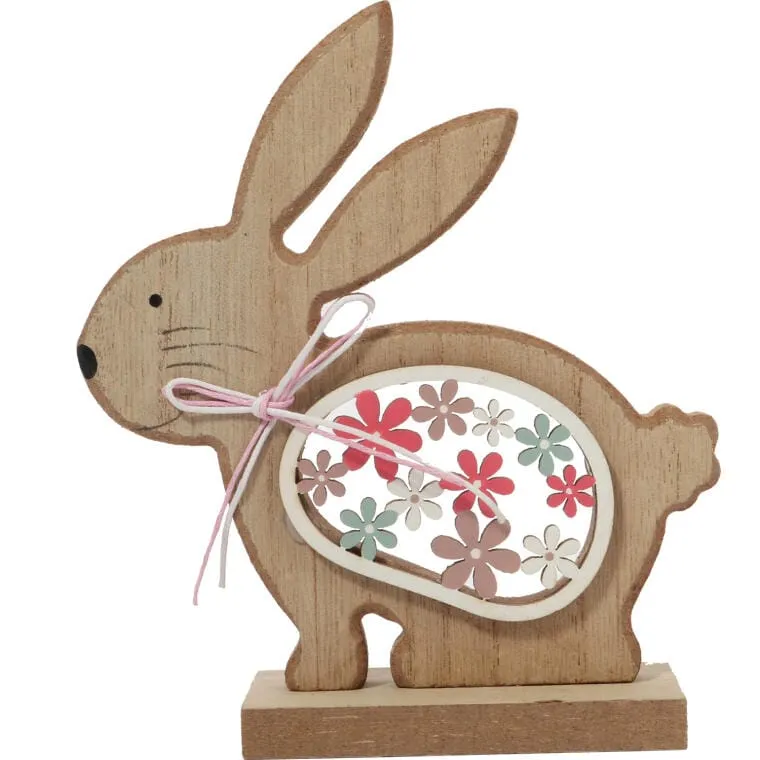 FIGURKA Dekoracyjna 13cm Ozdoba ZAJĄC Drewno