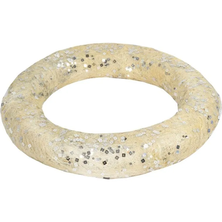 Kremowe Koło Z Sizalu Do Zawieszenia - Dekoracja Świąteczna 38 cm