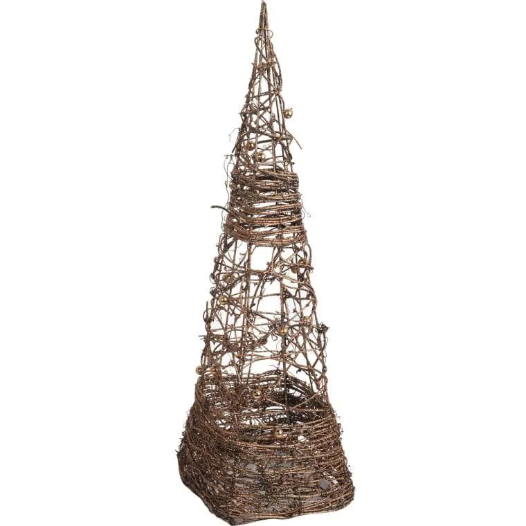 Dekoracyjna Choinka-Stożek Z Rattanu W Kolorze Brązowym 60 cm