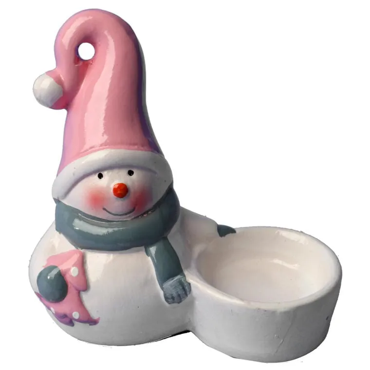Ceramiczna Ozdoba Świąteczna BAŁWAN Z Podstawką Na Tealight