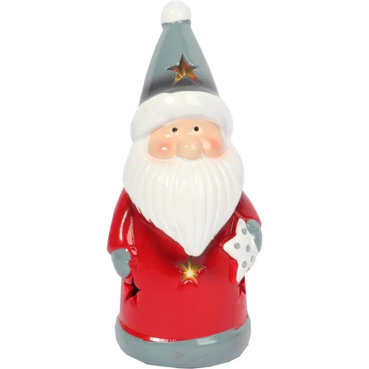 Ozdoba Świąteczna Ceramiczny MIKOŁAJ LED 17 cm