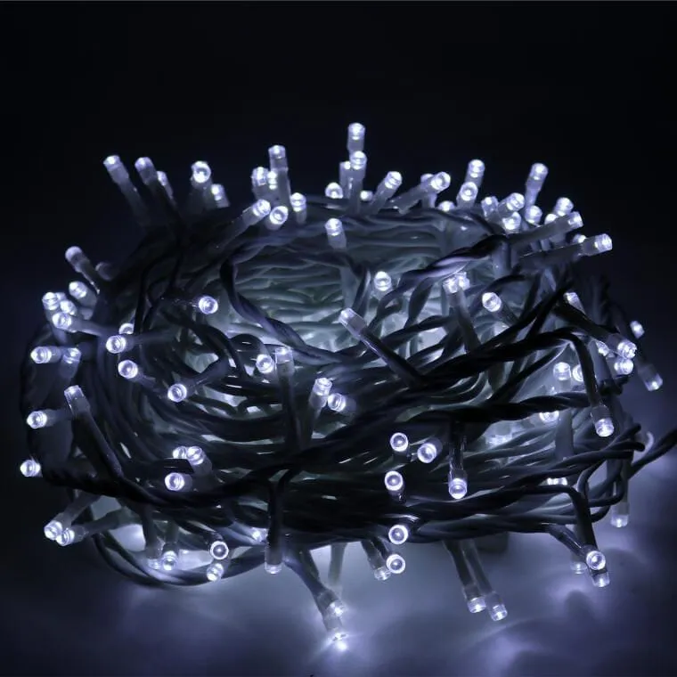 Lampki Choinkowe 200 LED Zimny Biały Wewnętrzne Biały Kabel (Białe Opakowanie)