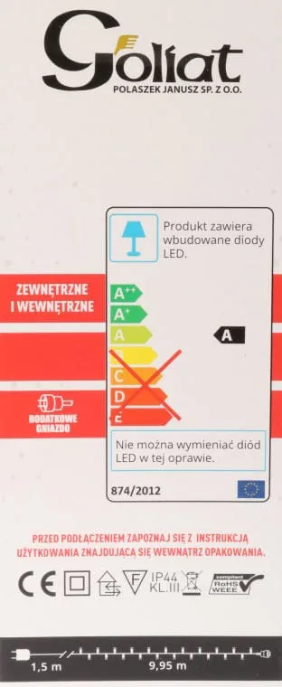 Lampki Choinkowe Na Zewnątrz 200 LED, Zimny Biały, Z Dodatkowym Gniazdem, Zasilanie Sieciowe, 995 cm