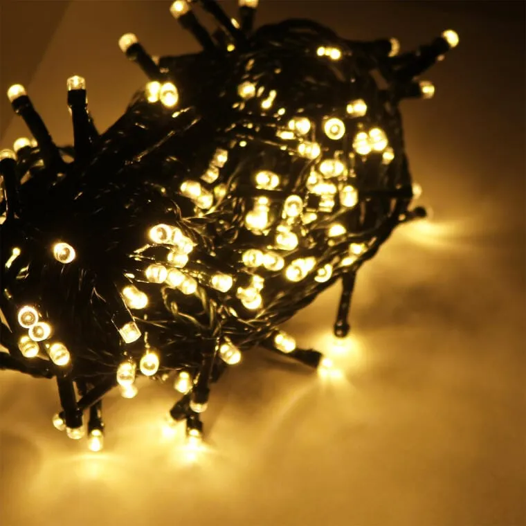 Lampki Choinkowe 200 LED Z 8 Funkcyjnym Programatorem Kolor Ciepły Zewnętrzne - Biały