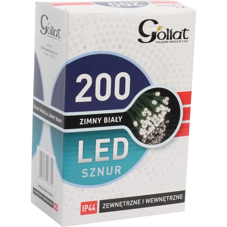 Lampki Choinkowe 200 LED Zimny, Zasilanie Sieciowe, Na Zewnątrz I Wewnątrz, Długość 10m, IP44 - Biały