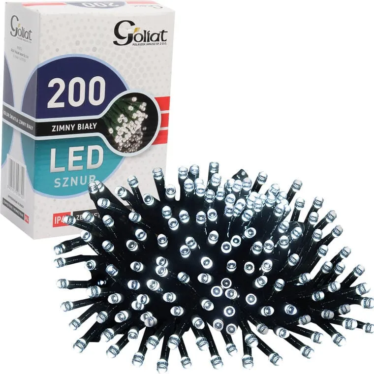 Lampki Choinkowe 200 LED Zimny, Zasilanie Sieciowe, Na Zewnątrz I Wewnątrz, Długość 10m, IP44 - Biały