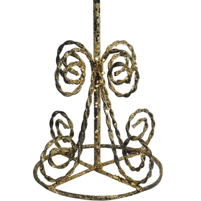 Choinka Stożkowa Z Rattanu I Metalu 80cm - Brązowo-Złota Dekoracja Świąteczna
