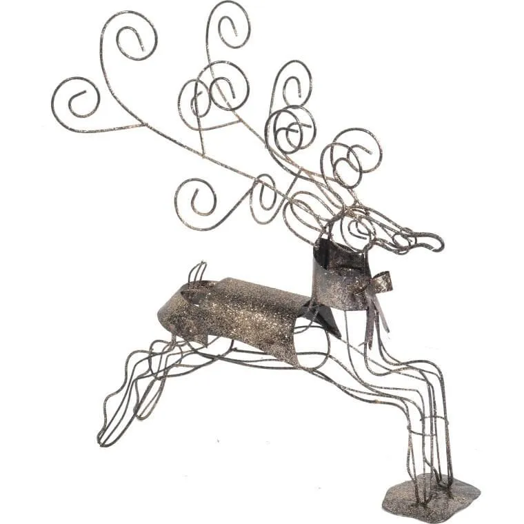 Renifer Ażurowy Figurka Dekoracyjna, Metaloplastyka, 36 cm - Brązowy