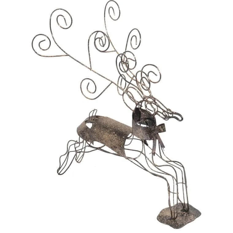 Renifer Ażurowy Figurka Dekoracyjna, Metaloplastyka, 36 cm - Brązowy