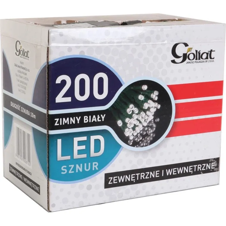 Lampki Choinkowe LED 200szt Zimny Biały - Zewnętrzne I Wewnętrzne, Długość Sznura 10m