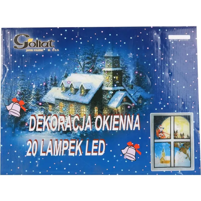 Świąteczna Dekoracja Świetlna - Okno Z Mikołajem I Gwiazdami 20 LED Multikolor