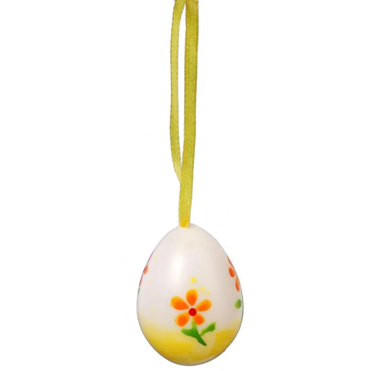 Zestaw 12 Plastikowych Jajek Wielkanocnych Do Zawieszenia - Żółte, 4 cm