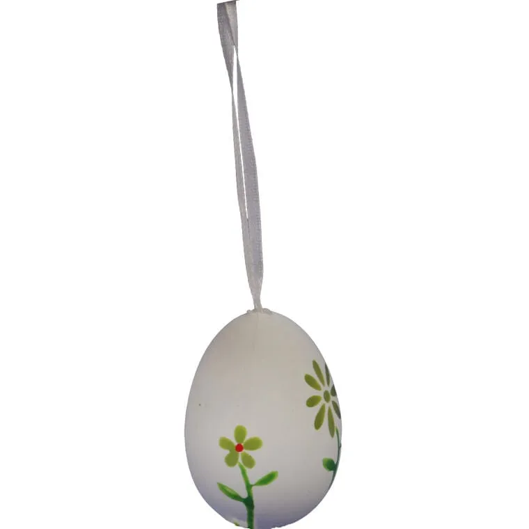 Zestaw Białych, Plastikowych Jajek Wielkanocnych Do Zawieszenia - 6 Sztuk, 6 cm