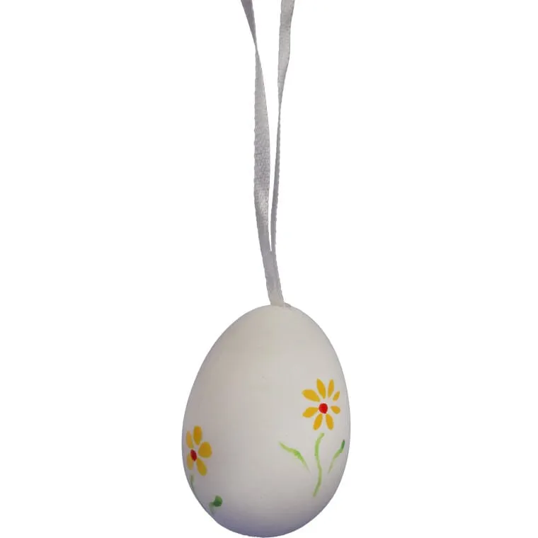 Zestaw Białych, Plastikowych Jajek Wielkanocnych Do Zawieszenia - 6 Sztuk, 6 cm