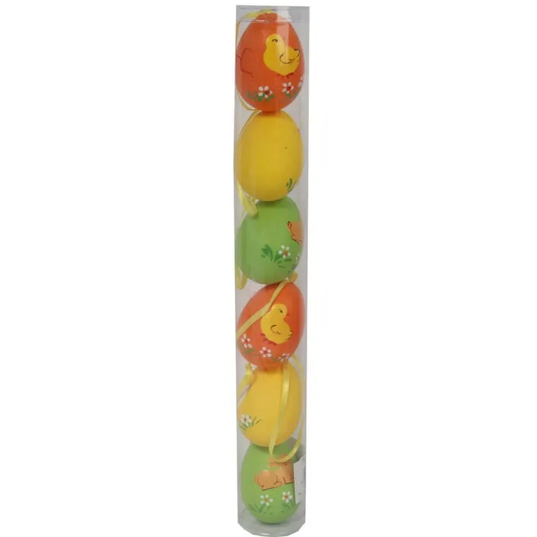 Jajka Plastikowe Zawieszki Zestaw 6 Sztuk 6cm Pomarańczowo Żółte