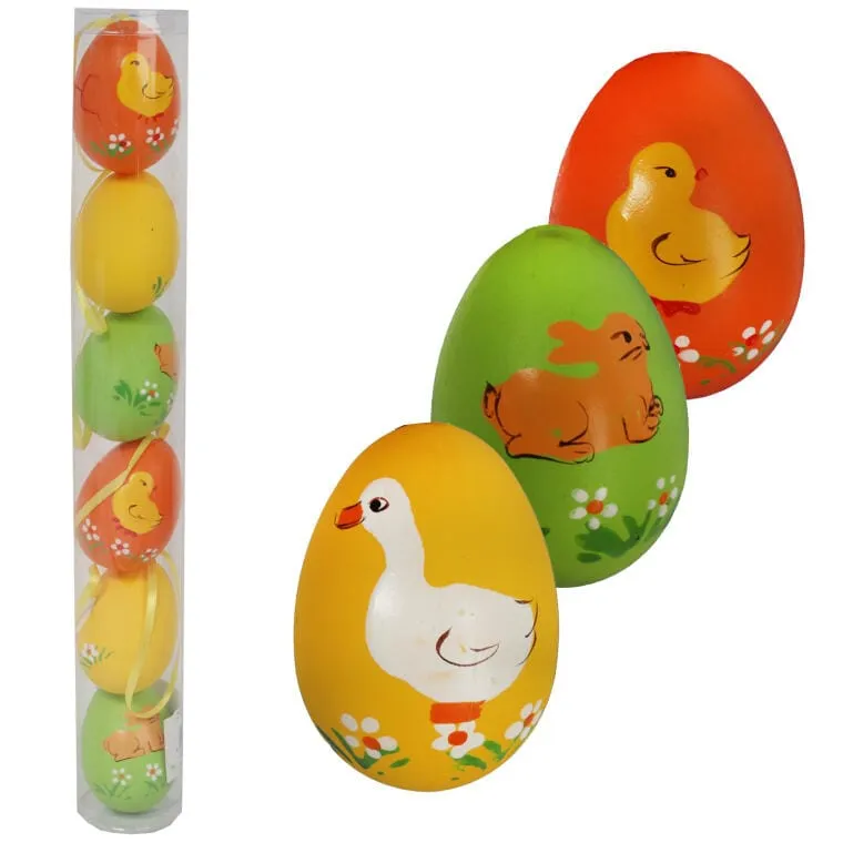 Jajka Plastikowe Zawieszki Zestaw 6 Sztuk 6cm Pomarańczowo Żółte