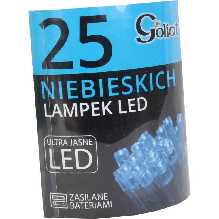 Niebieskie Lampki Choinkowe Na Baterię Z 25 LED - Do Użycia Wewnętrznego