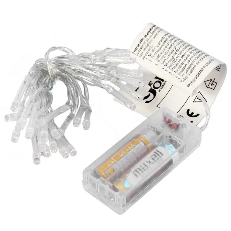 Lampki Choinkowe LED Multikolor Na Baterie - 25 Sztuk, Do Użytku Wewnętrznego