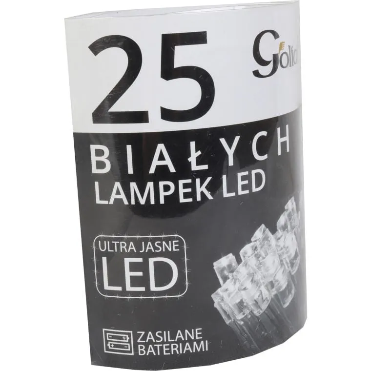 Lampki Choinkowe Na Baterie 2XAA Z 25 LED-Ami O Ultra Jasnym Świetle - Białe