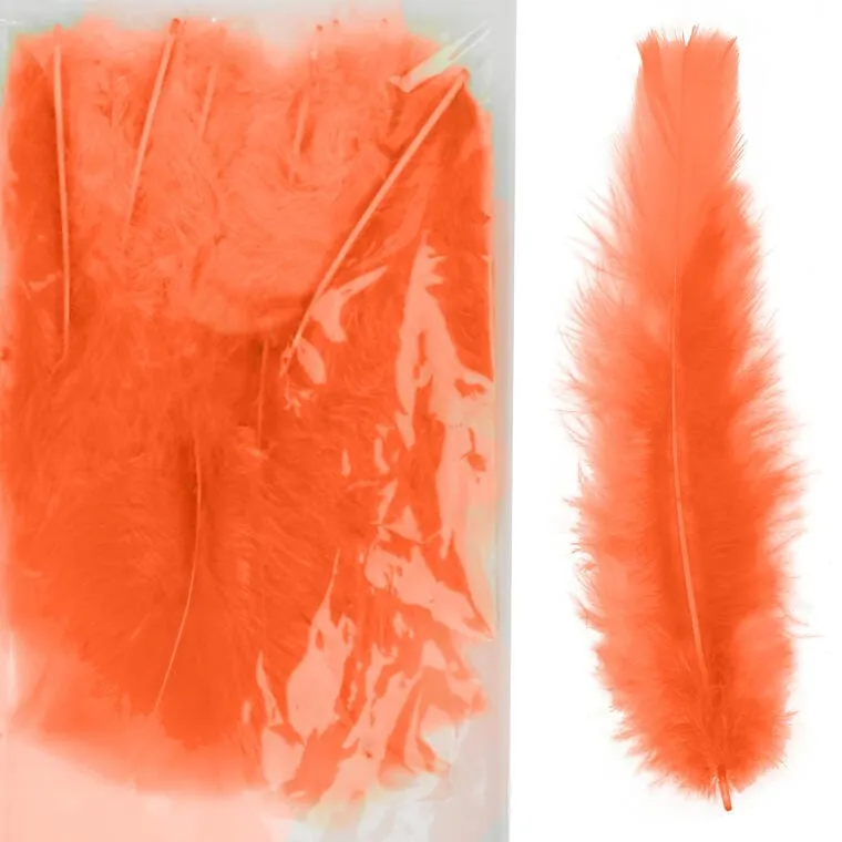 Pióra Dekoracyjne Naturalne 5-12CM, 5g, 10 Sztuk - Pomarańczowe