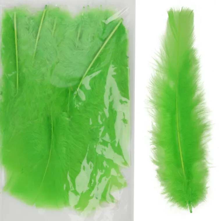 Zielone Naturalne Piórka Dekoracyjne 9,5cm - 10 Sztuk