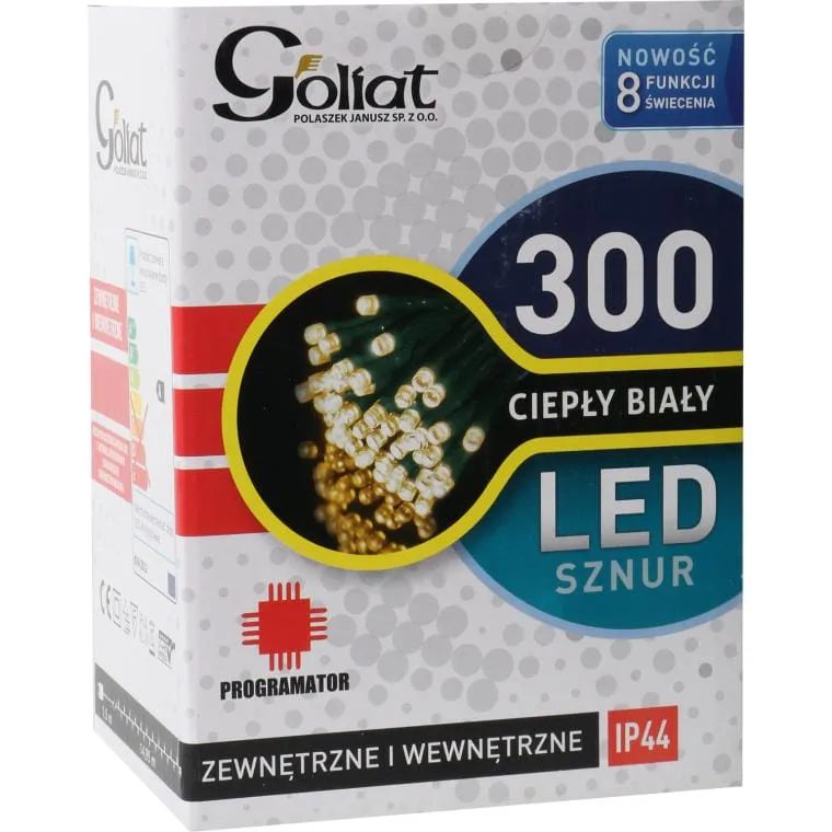 Lampki Choinkowe 300 LED Z Programatorem, Wewnętrzne I Zewnętrzene, Ciepły - Biały