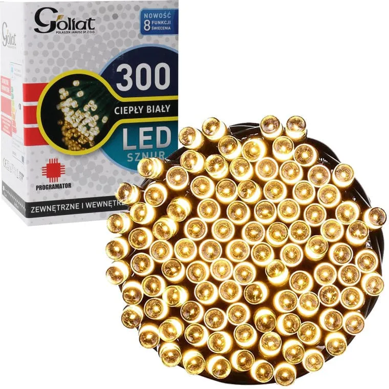 Lampki Choinkowe 300 LED Z Programatorem, Wewnętrzne I Zewnętrzene, Ciepły - Biały