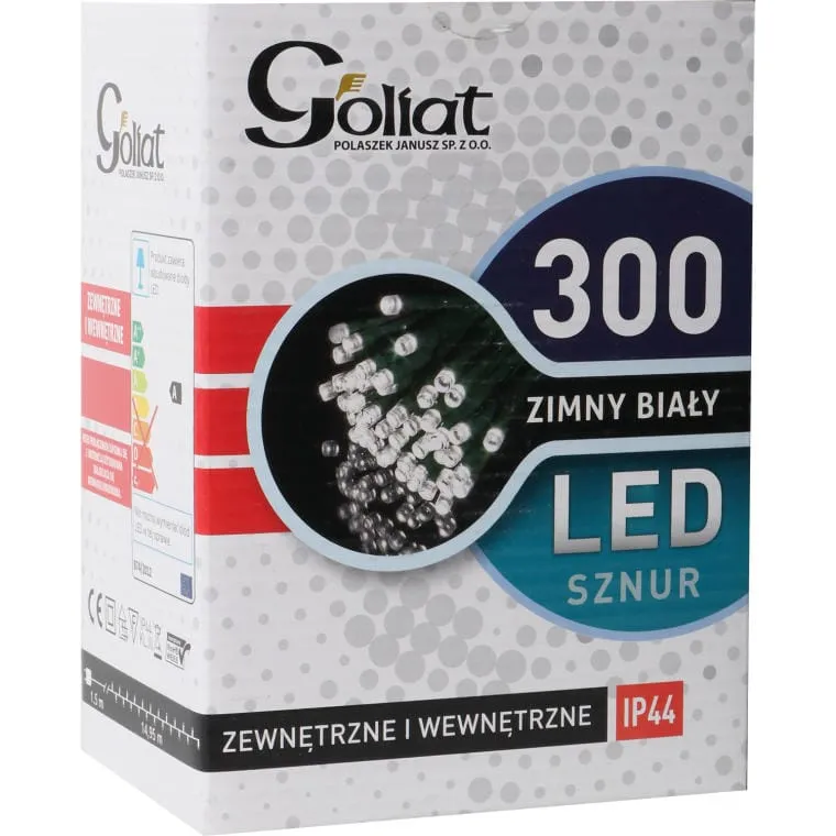 Lampki Choinkowe 300 LED Wewnętrzne Zewnętrzne, Zimny - Biały