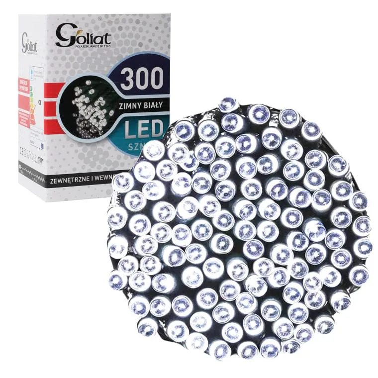 Lampki Choinkowe 300 LED Wewnętrzne Zewnętrzne, Zimny - Biały