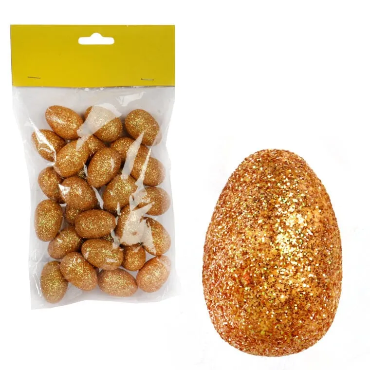 Zestaw 30 Złotych Jajek Styropianowych Do Dekoracji Wielkanocnych 3cm
