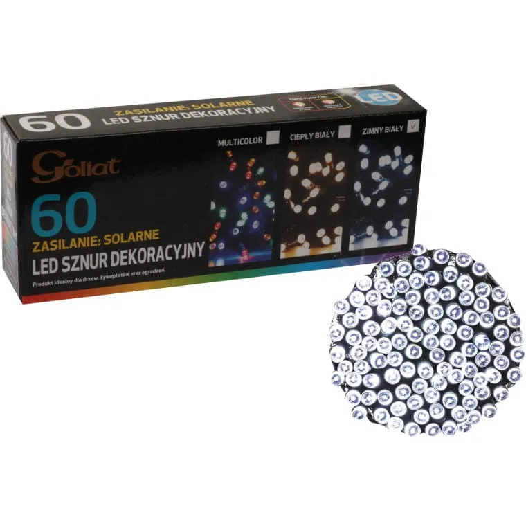 Lampki Choinkowe 60 LED-Solary Zimny - Biały