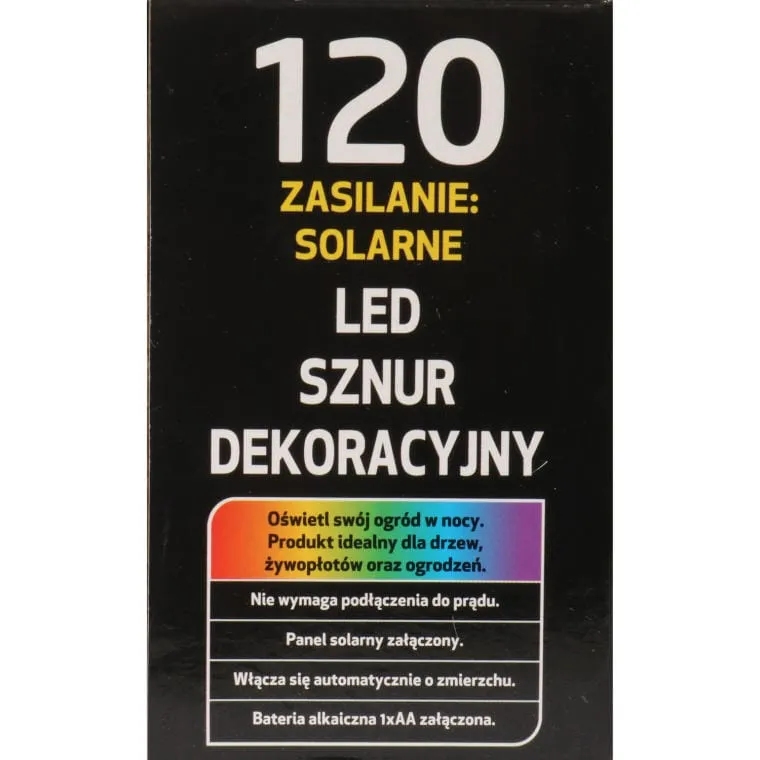 Lampki Choinkowe 120 LED Solary Zimny - Biały