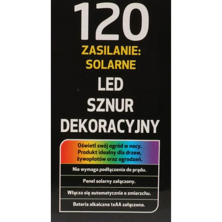 Lampki Choinkowe Solary 120 LED Multikolor Do Oświetlenia Ogrodowego
