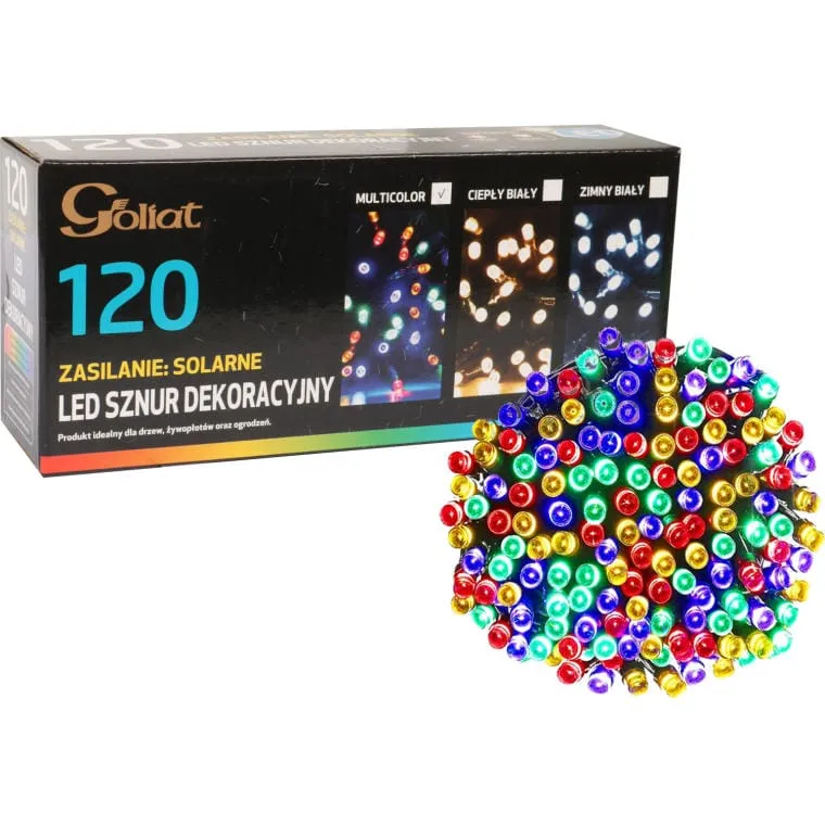 Lampki Choinkowe Solary 120 LED Multikolor Do Oświetlenia Ogrodowego