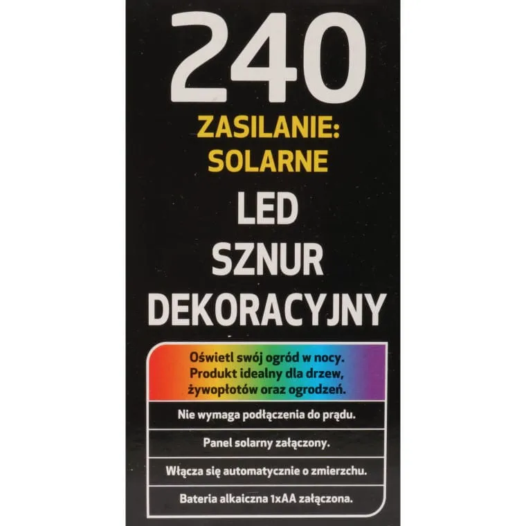 Lampki Choinkowe 240 LED Solary Zimny - Biały