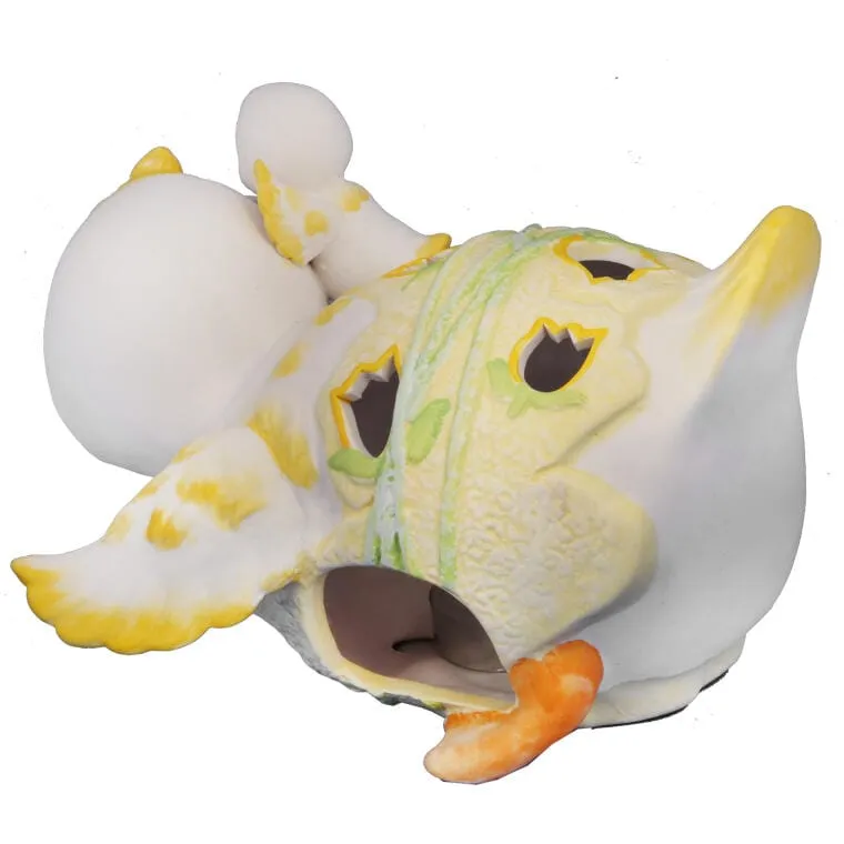 Lampion Wielkanocny - Ceramiczna Figurka Kaczki Z Kaczątkiem Na Tealight, Zielony, 17 cm