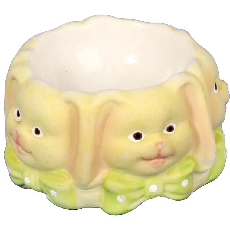 Zajączki Ceramiczna Podstawka Kieliszek Do Jajka - Żółta