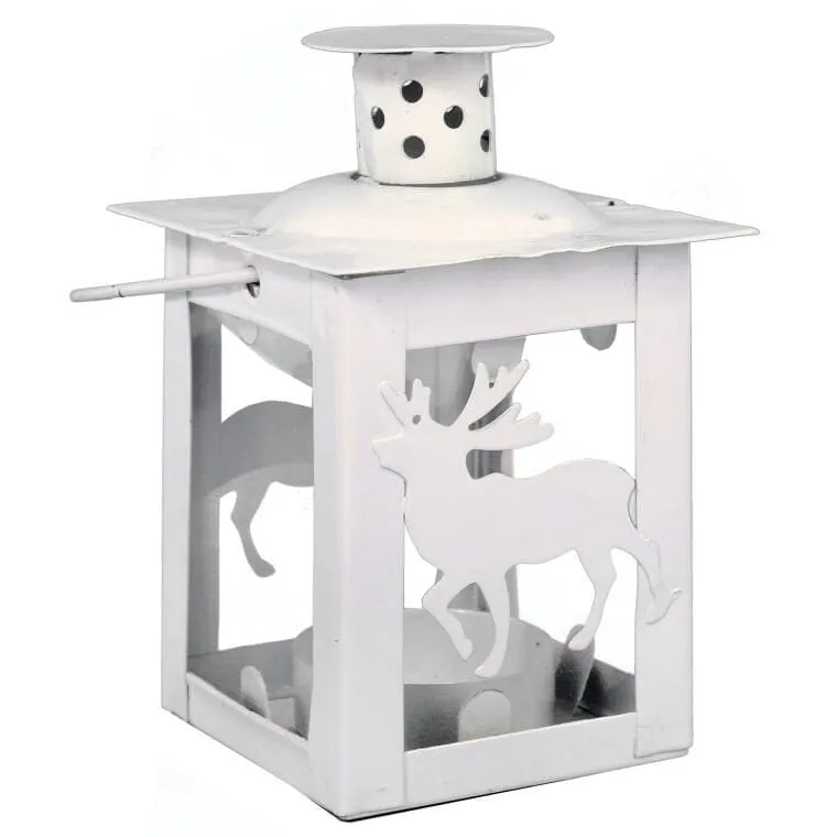 Latarenka Tealight Z Metalowym Reniferem W Kolorze Białym