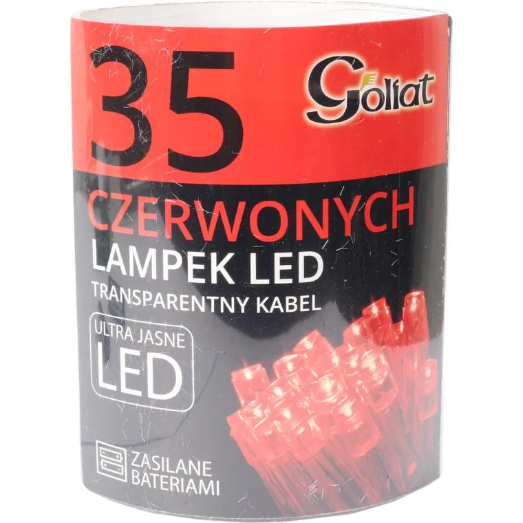 Lampki Choinkowe 35 LED Z Zasilaniem Na Baterie 2XAA (Baterie Niezałączone) Do Użytku Wewnętrznego - Czerwone