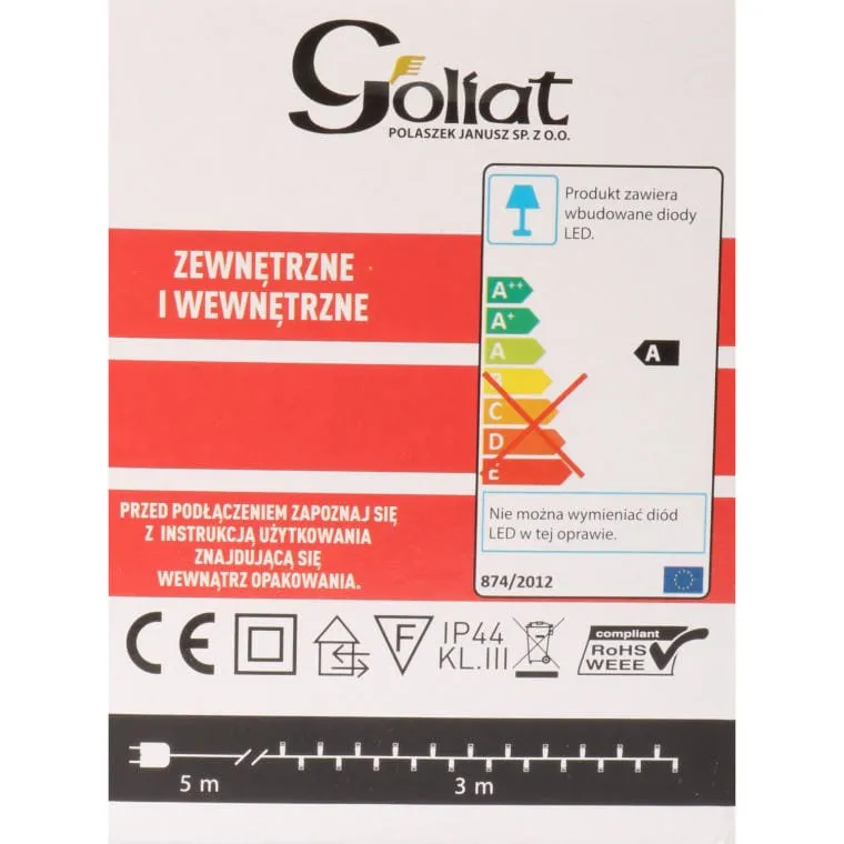 Lampki Choinkowe 384 LED Typu Gąsienica W Kolorze Ciepły - Biały