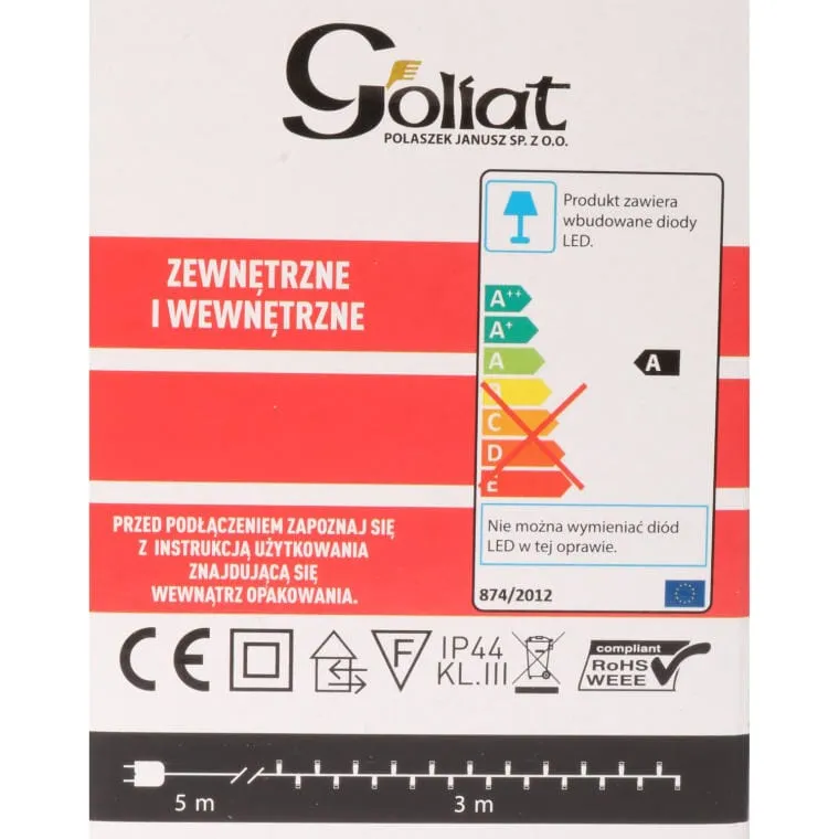 Zimnobiałe Lampki Świąteczne Gąsienica 384 LED, Do Zastosowania Na Zewnątrz IP44, 3m + 2m Przewód Sieciowy