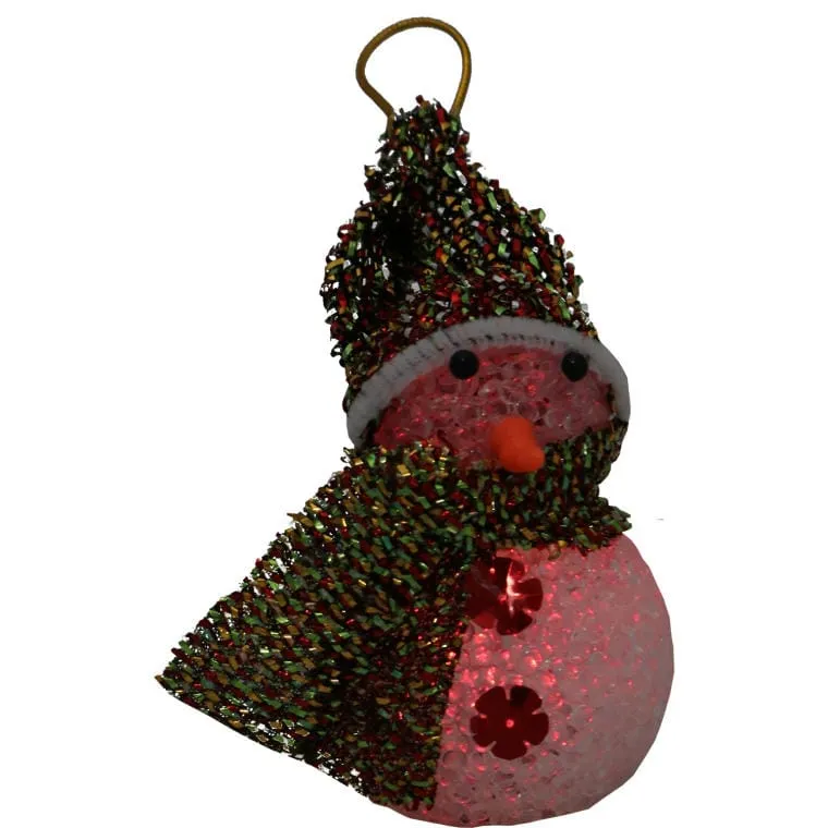 Podświetlany Bałwanek LED Z Zmieniającymi Się Kolorami, 12.5cm, Biały, Zasilany Bateriami