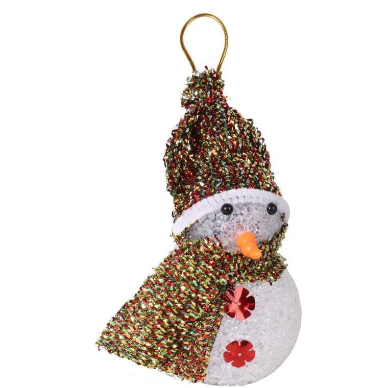 Podświetlany Bałwanek LED Z Zmieniającymi Się Kolorami, 12.5cm, Biały, Zasilany Bateriami