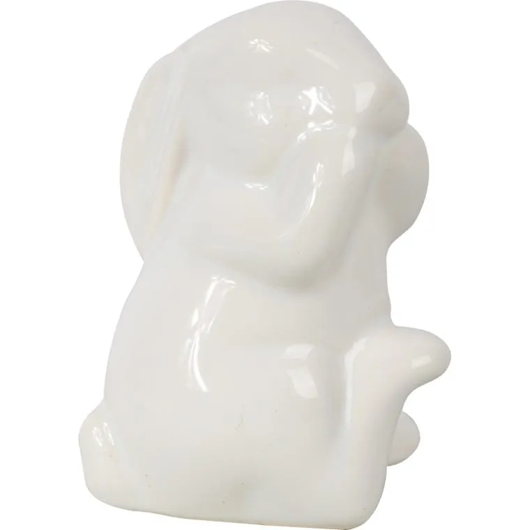 Figurka Dekoracyjna Świąteczny Zając Z Białej Ceramiki 9.5x7 cm