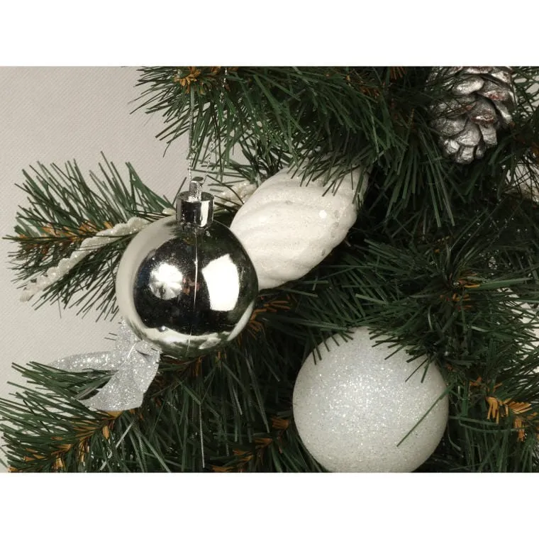 Komplet 20 Srebrnych Bombek Plastikowych O Połysku 5cm W Boxie PVC