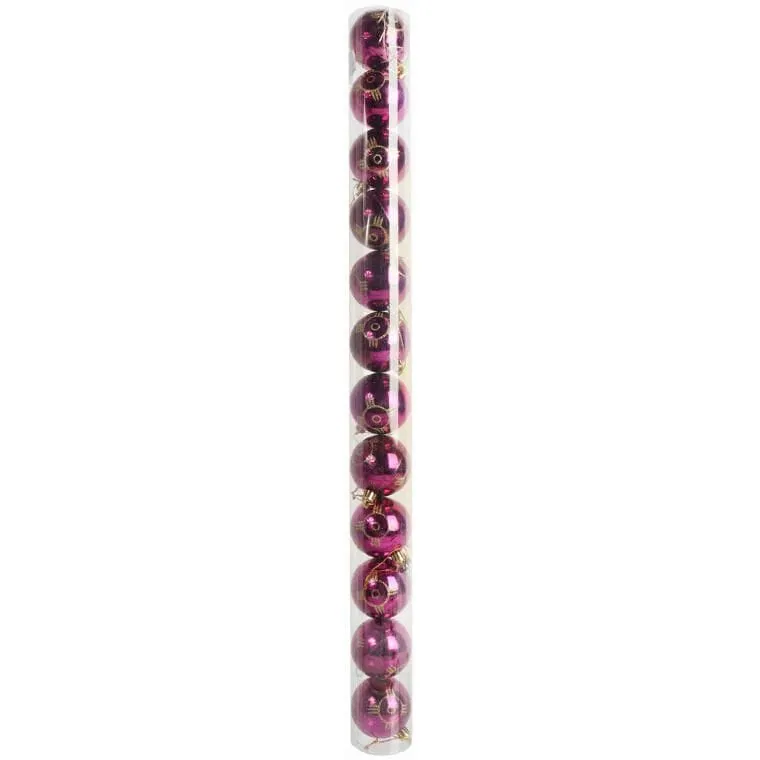Zestaw 12 Bombek Plastikowycch 6 cm - Różowe