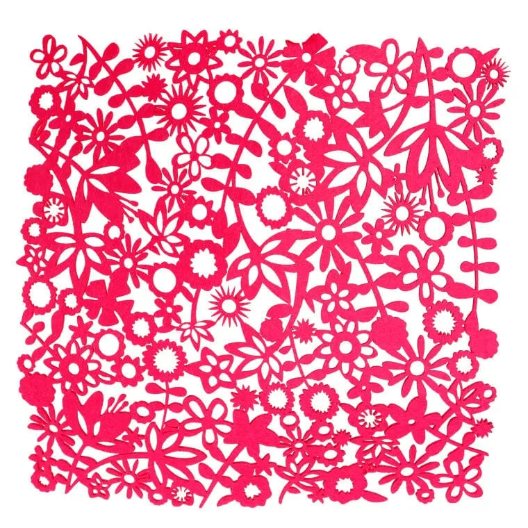 Serweta Filcowa Z Ażurowym Motywem Kwiatowym 32x32cm - Różowa