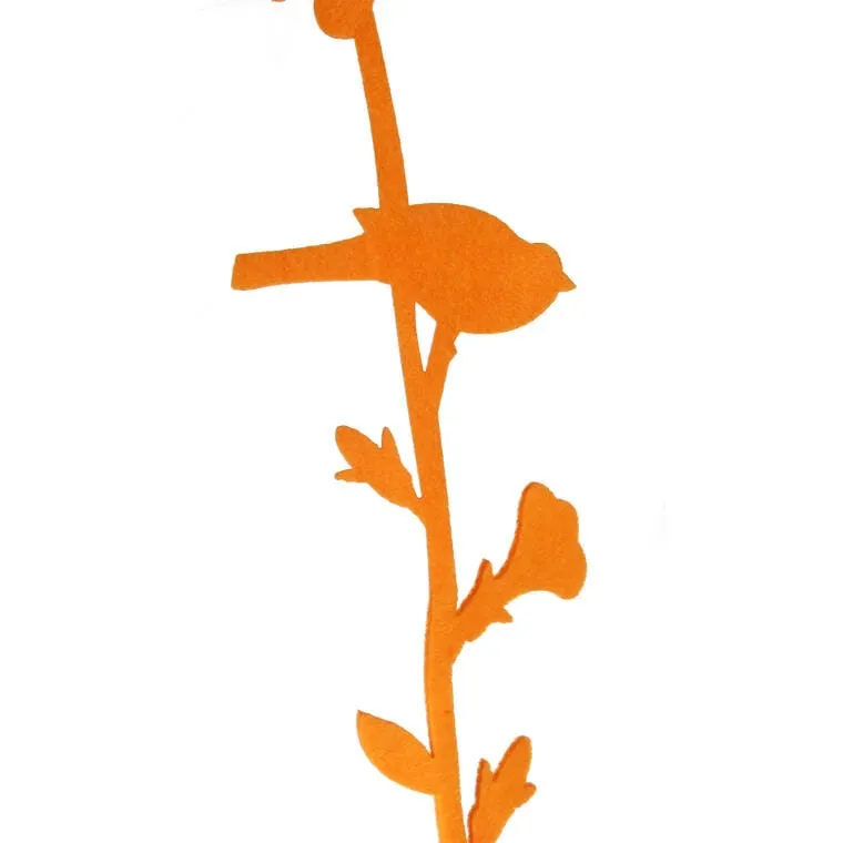 Girlanda Wiosenna Z Filcowymi Ptaszkami I Kwiatkami, Kolor Pomarańczowy, 98cm