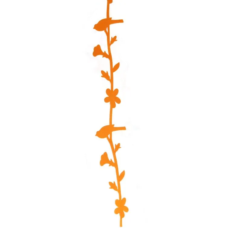 Girlanda Wiosenna Z Filcowymi Ptaszkami I Kwiatkami, Kolor Pomarańczowy, 98cm